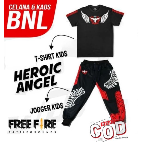 Setelan Baju Ffgaming Anak Dan Celana Enjel 5-14th |Baju Anak Angel Heroic