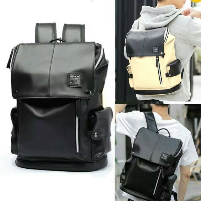 Tas Ransel Kulit IAC Joker Backpack Up to 15 inch - Tas Pria Tas Wanita - Sekolah Laptop Punggung