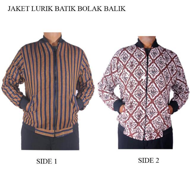 Jaket Bomber Bolak balik kombinasi lurik dan batik