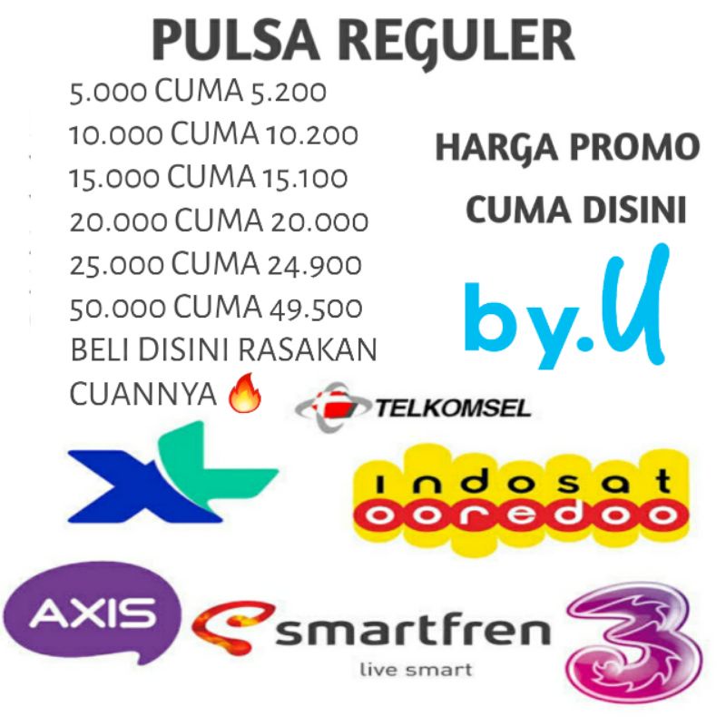 PULSA REGULER MURAH - PULSA ELEKTRIK ALL OPERATOR -PULSA INDOSAT - PULSA IM3 -PULSA TELKOMSEL - PULS