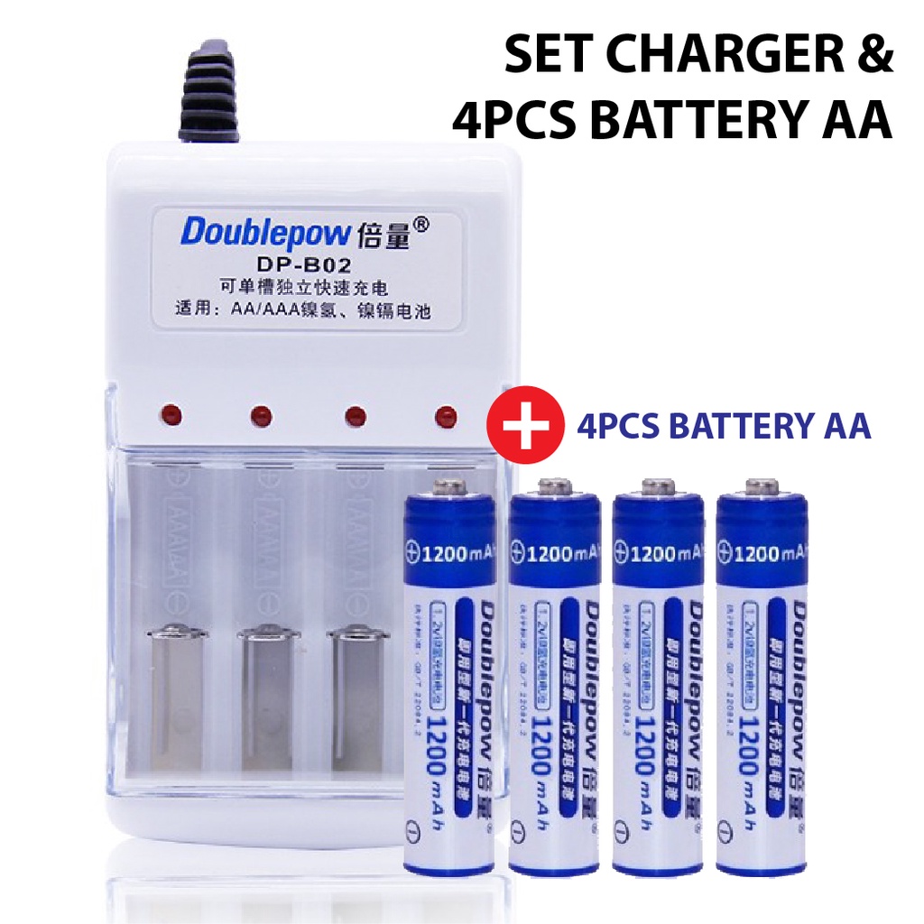 Alat Charger Baterai Cas AA AAA LCD Indikator 4 Slot Smart Intelligent DoublePow