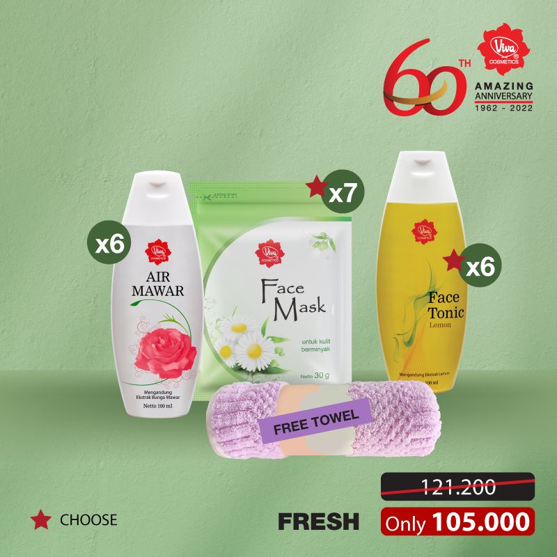 Paket 6 Air Mawar 100 mL 6 Face Mask 6 Face Tonic 100 ml