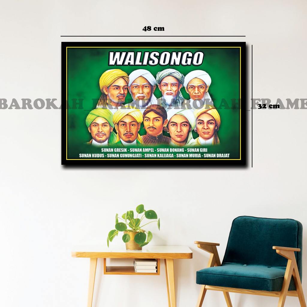 Foto Wali Songo Sunan Kalijaga 4 sahabat nabi Dll poster Gambar Bingkai 32x48cm