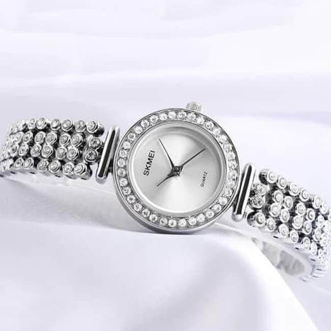 Jam Tangan Wanita Cewek Rantai Original Skmei Casio Anti Air Mewah Box - Emas Kode 729