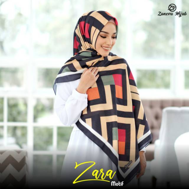Hijab Voal Printing / Hijab Segiempat Murah / Hijab Motif Zara By Zaneva