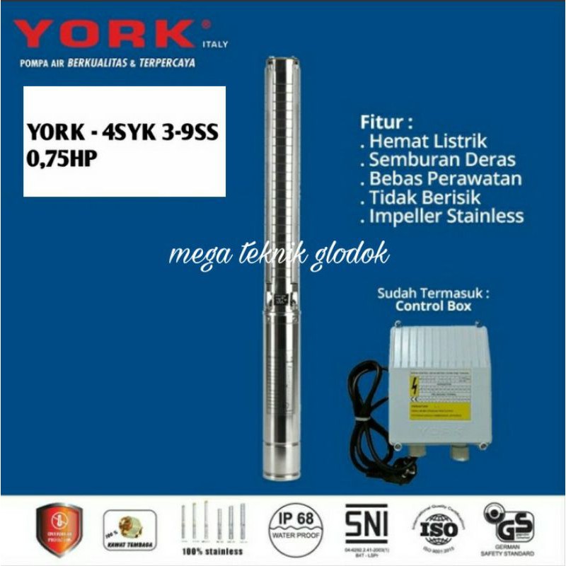 Pompa SUBMERSIBLE YORK - 4 SYK 3-9SS 0,75HP kipas Stainless
