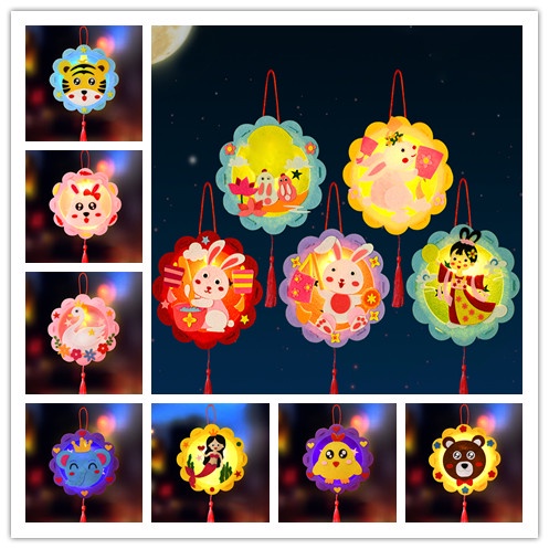 Mainan Lentera luminous Handmade DIY portable Motif Kartun Hewan Untuk Edukasi Anak Tk