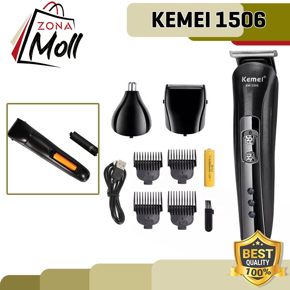 Kemei KM1506 Mesin Cukur KM-1506 Clipper 3 in1 Alat cukur potong rambut charger jenggot alis