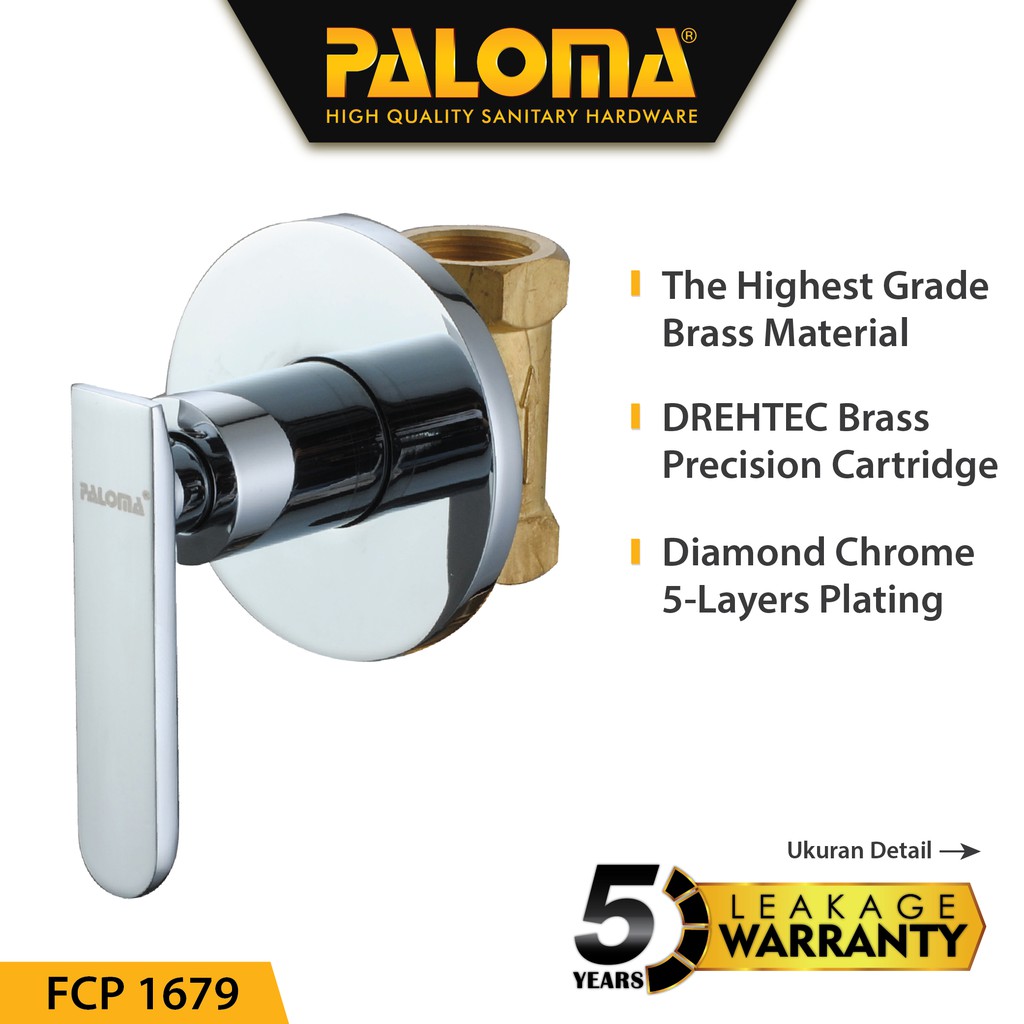 PALOMA FCP 1679 Keran Stop Valve Tanam Shower Mandi Tembok Kran Air