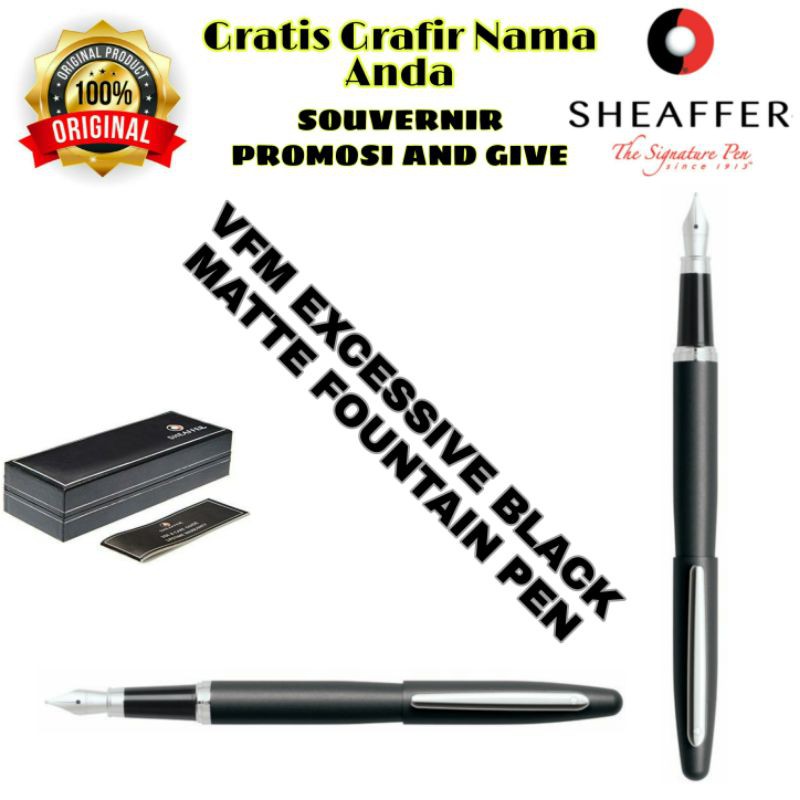 

PULPEN SHEAFFER VFM EXCESSIVE FOUNTAIN BLACK ORIGINAL GRATIS GRAFIR NAMA ANDA