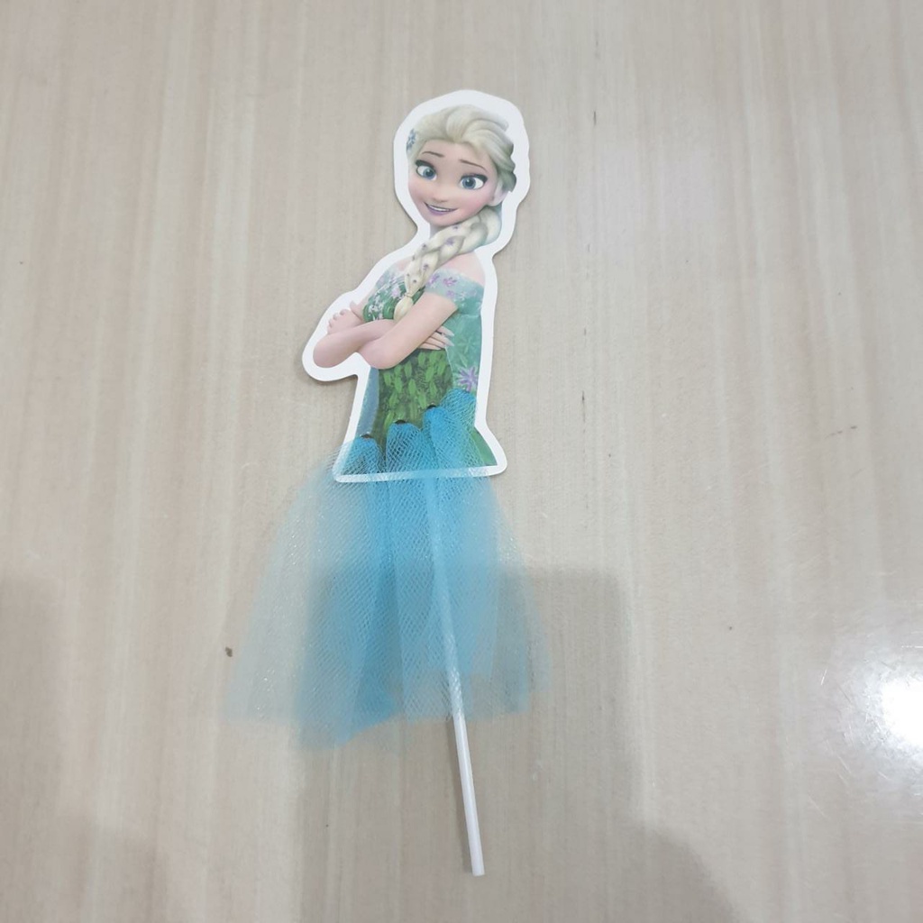 Toper Tusukan Topper Kue Birthday Ultah Snow White Elsa Cinderella