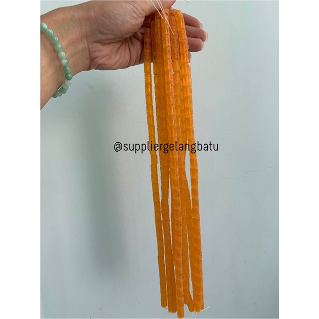 natural tabung orange doff 8mm om mani padme hum tibetan stone healing