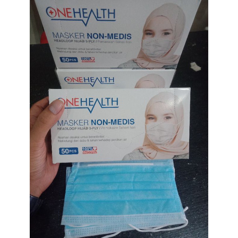 Masker OneHealth Hijab 3 Ply isi 50 Pcs / Masker Non Medis Jilbab