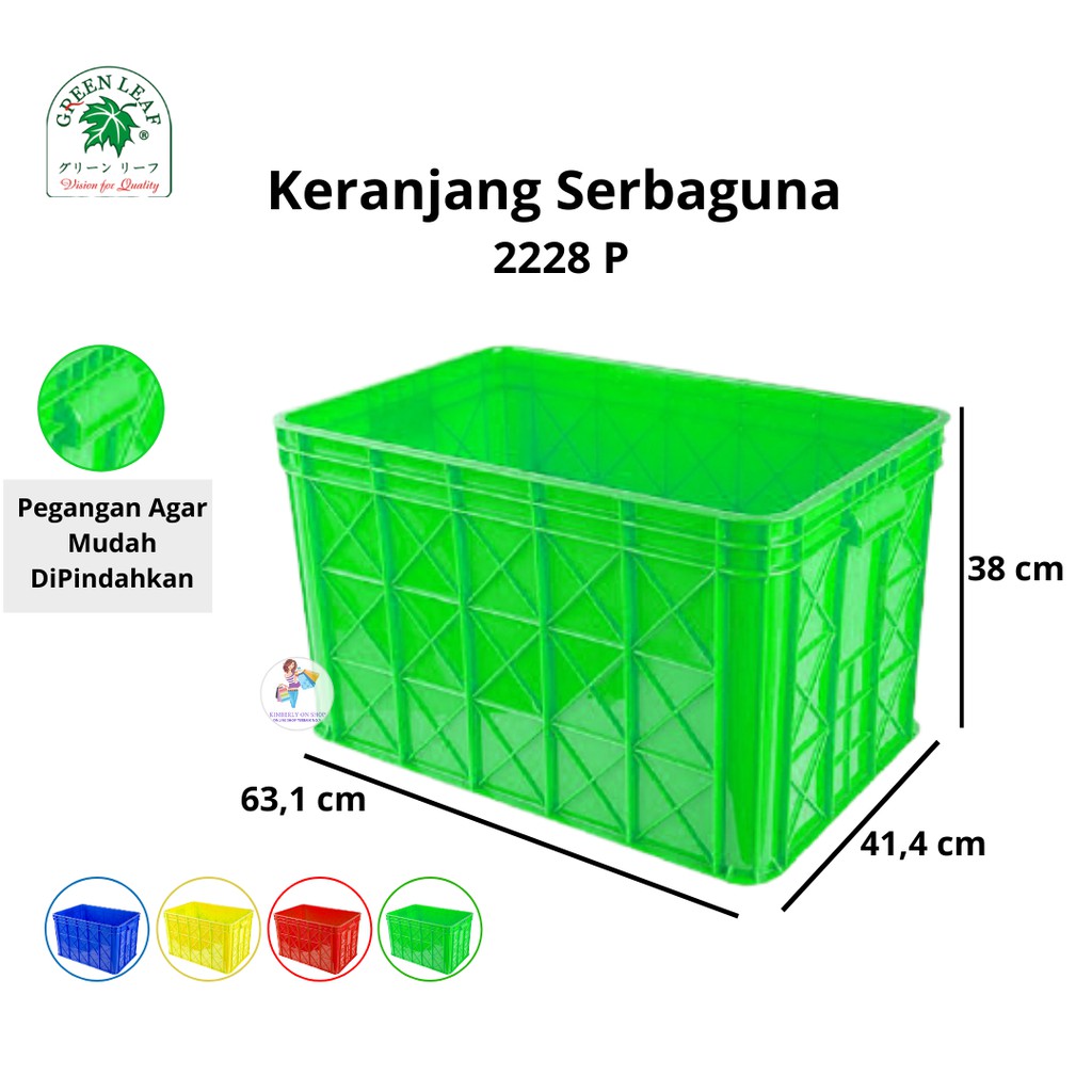Keranjang Industri Container Box Serbaguna Polos 2228 P Green Leaf