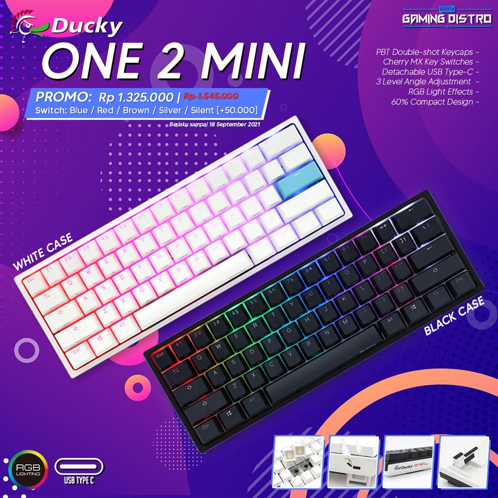 Ducky One 2 Mini 60% RGB Mechanical Keyboard - Ducky One 2 Mini 60% RGB