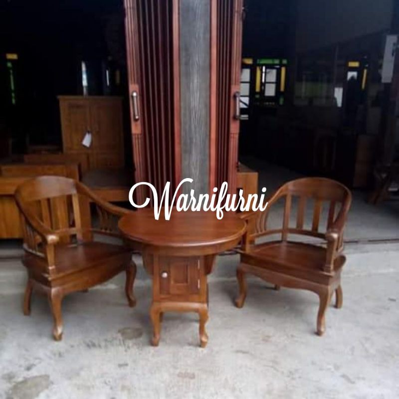kursi tamu kayu ukir Jepara kursi betawi lenong kursi banten Jakarta 2 kursi 1 meja set