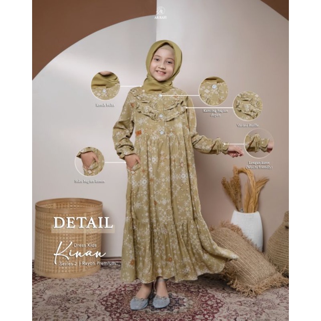 dress gamis kinan kids arrafi couple gamis anak SD bahan rayon premium adem bisa pembayaran COD