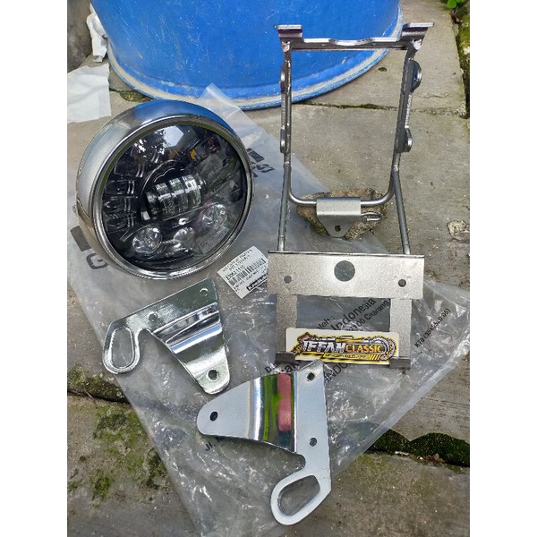 lampu ninja ss bulat crom / breket Lampung ninja r ninja ss set daymaker