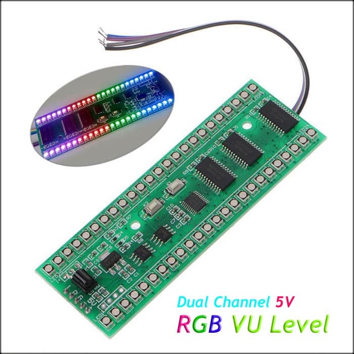 Audio Level Amplifier Dual Channel Rgb 24 Led Vu Meter Display