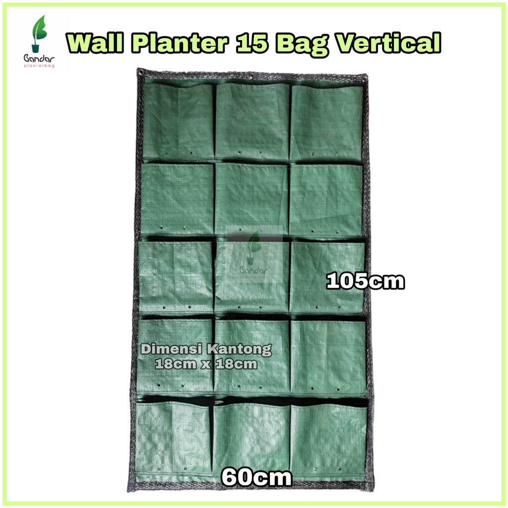 Vertical Garden 15 Bag ( Wall Planter Bag ) Pot Dinding Hijau