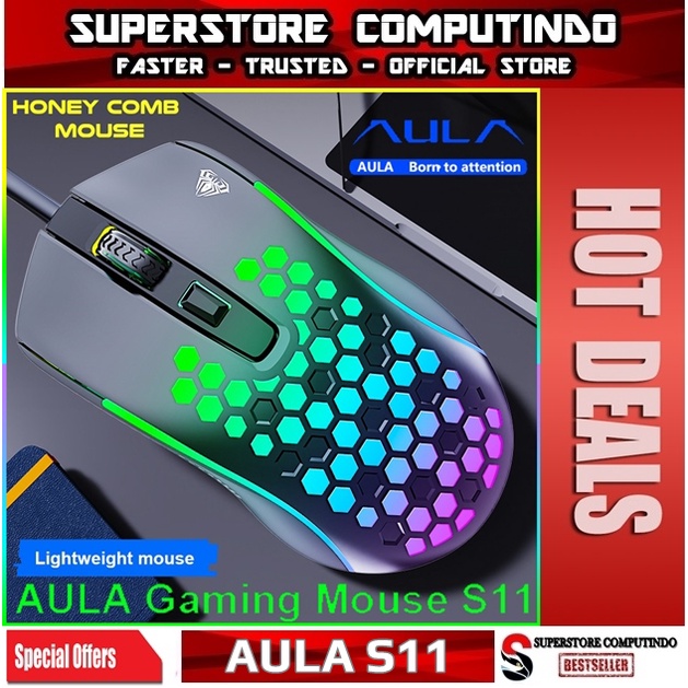 Mouse Gaming Honey Comb AULA S11-RGB LED-3600DPI-4Buttons