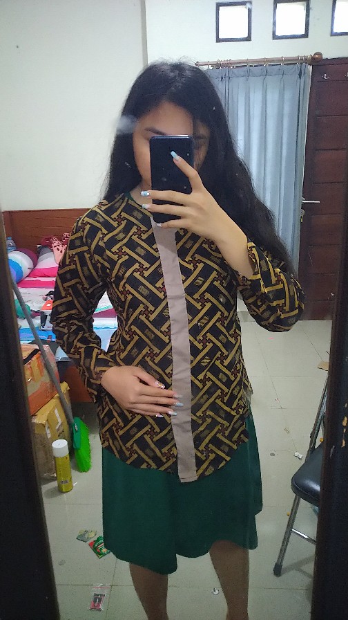 Tey-17 Batik Wanita Asj Sa Hrb026 Kenongo Kemeja Tosca Pendek