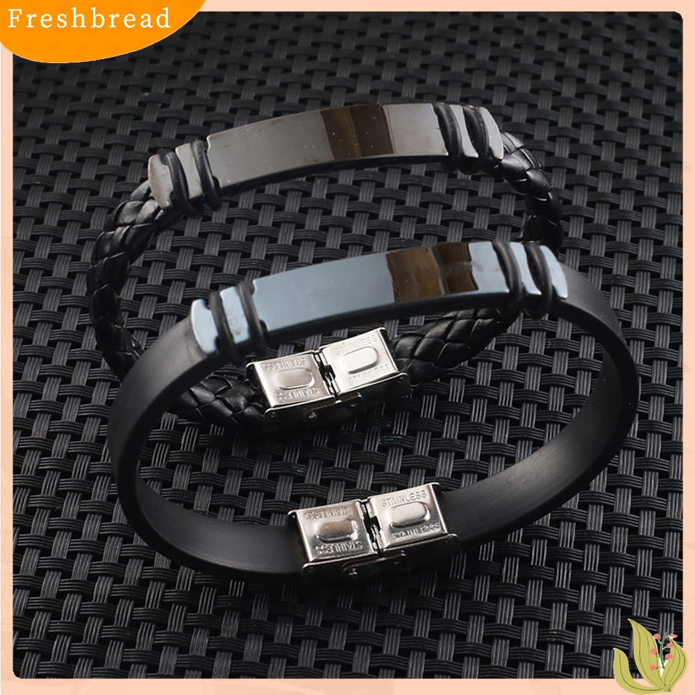 Fresh| Gelang Bangle Bahan Kulit Imitasi Dengan Buckle Untuk Pria