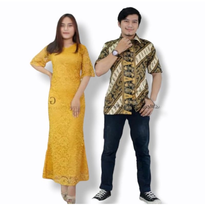 (COD)DRESS COUPLE TERBARU DRESS BROKAT PREMIUM DRESS NATAL DAN TAHUN BARU DRESS PASKAH DRESS LENGAN 