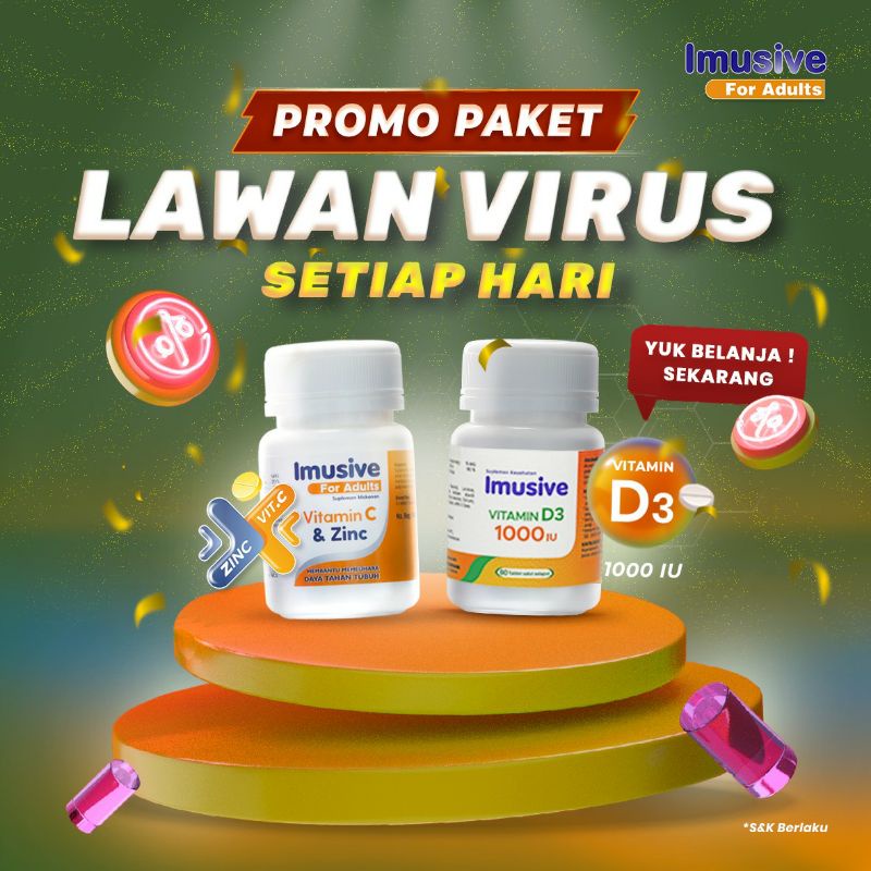 Paket Bundling/Imusive CZINC + Vitamin D3 1000IU/ Vitamin Daya Tahan Tubuh/ Vitamin D3 1000IU