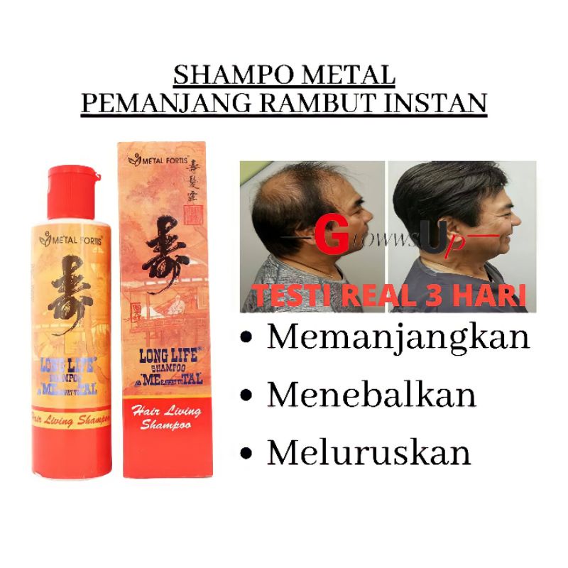 METAL SHAMPO LONG LIFE 200ML - SAMPO METAL PENUMBUH RAMBUT INSTAN