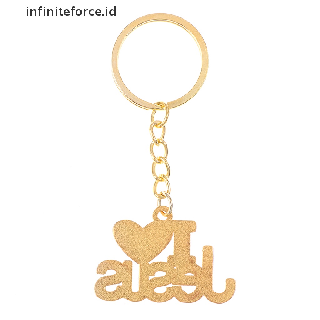 (Infiniteforce.Id) 1pc Gantungan Kunci Mobil Motif Print Tulisan I Love Jesus