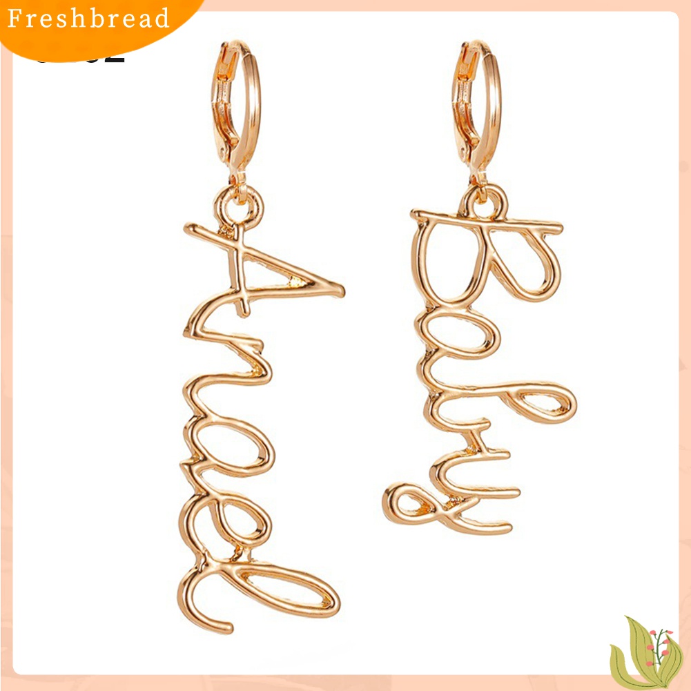 Terlaris Fashion Women Asymmetric Letter Angel Baby Fuck You Dangle Earrings Jewelry