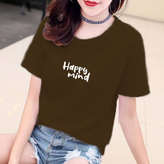 YOURSTYLE1119 - KAOS HAPPY MIND BAJU KAOS WANITA DISTRO UNISEX OVERSIZE JUMBO KEKINIAN TERLARIS