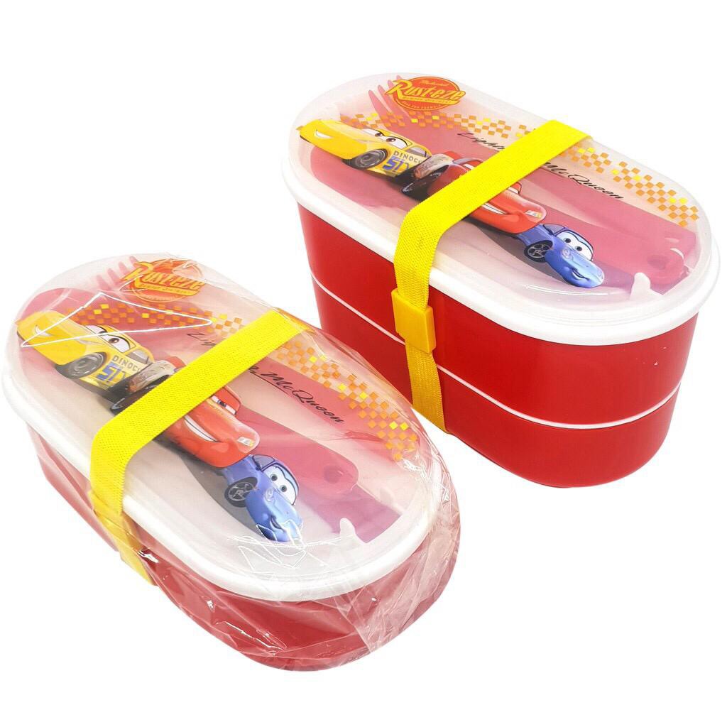 Tempat Makan / Kotak Makan Karet / Lunc Box 2 Tingkat Karakter 500ML BPA FREE