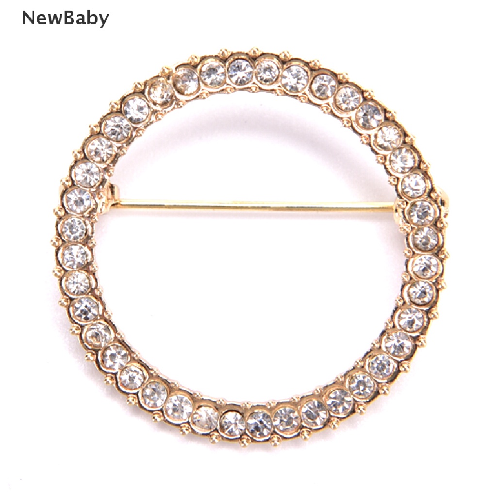Newbaby Bros Pin Bulat Simple Hias Kristal Holder Aksesoris Wanita