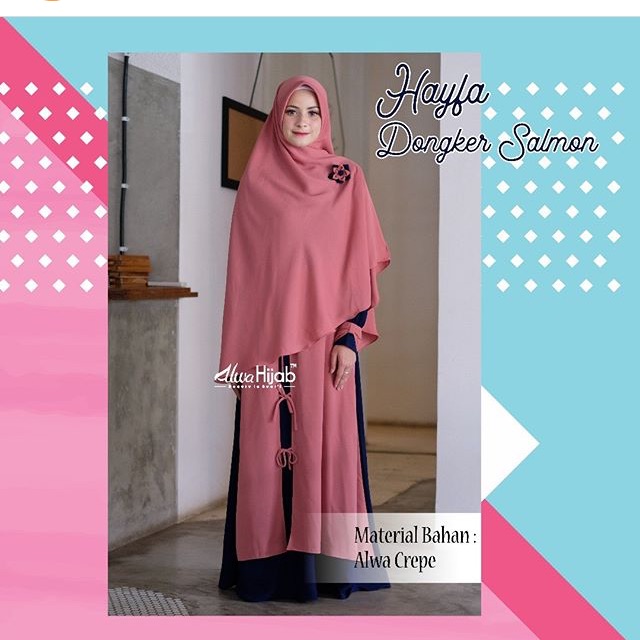 Preloved alwa hijab hayfa set warna dongker salem size L by alwa hijab