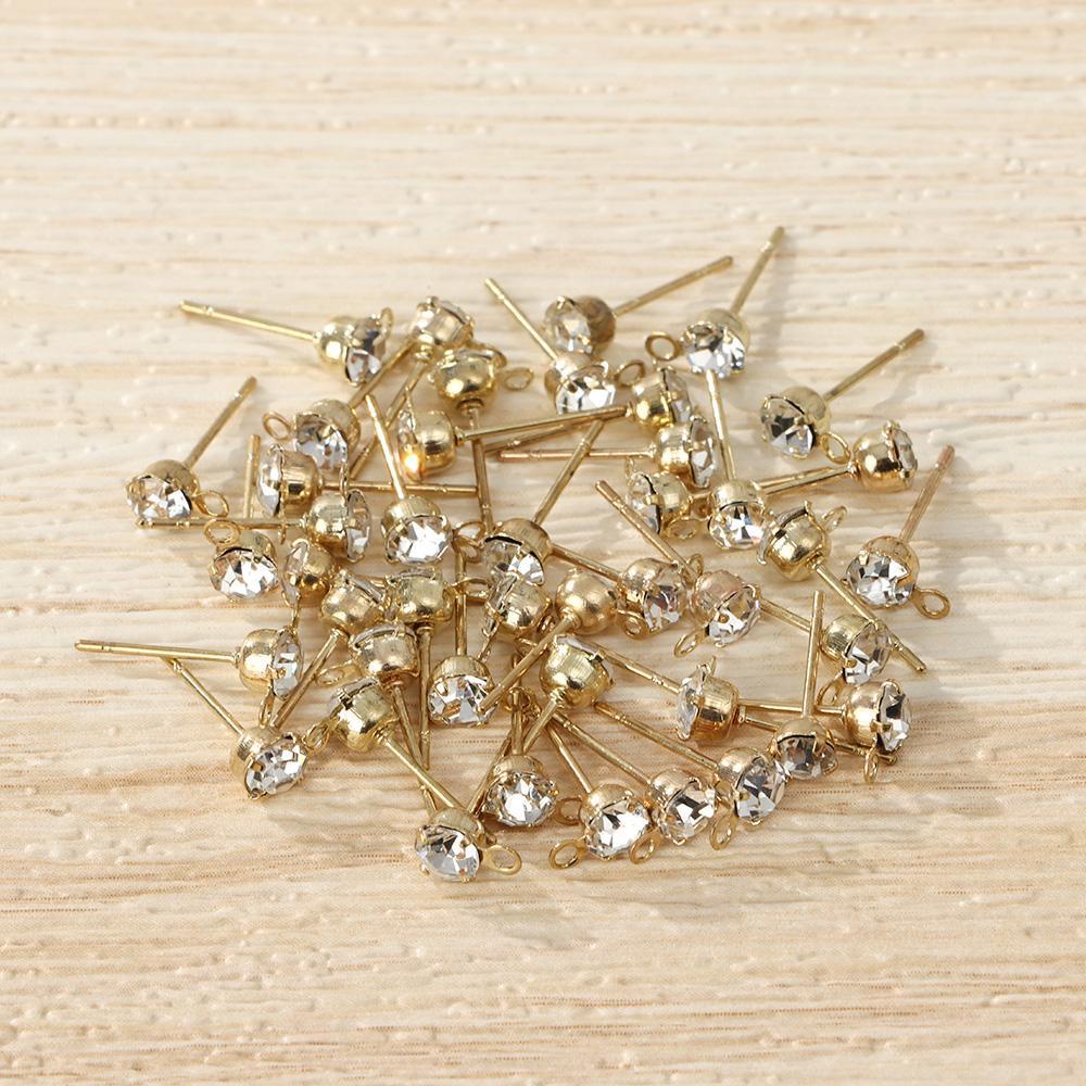 Lily 50pcs 4per6/8mm DIY Temuan Anting Fashion Membuat Temuan Perhiasan Earwire Plug