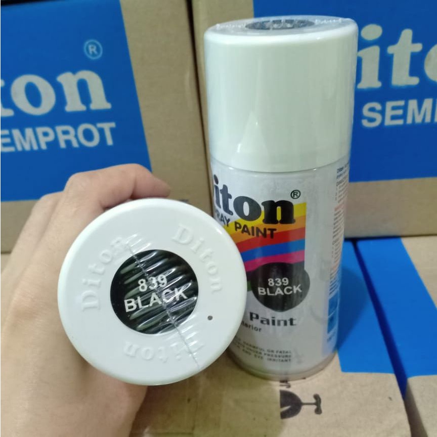 DITON Spray Paint Acrylic Lacquer Paint Pilox Cat Semprot - 839 Black / HItam Glossy / Hitam Mengkilap (150cc/Kecil)