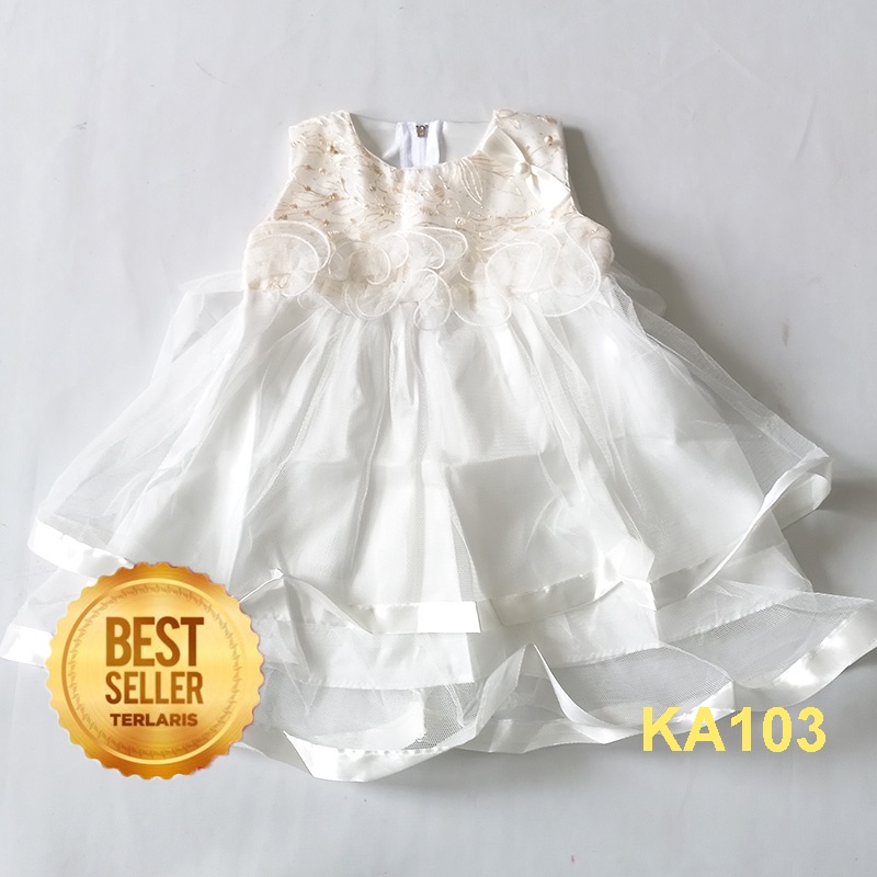 Gaun Bayi Perempuan 0 6 bulan Warna Abu Silver Korea Kekinian Import Dress Baby Cewek Ulang Tahun Sleeveles New Born KA103