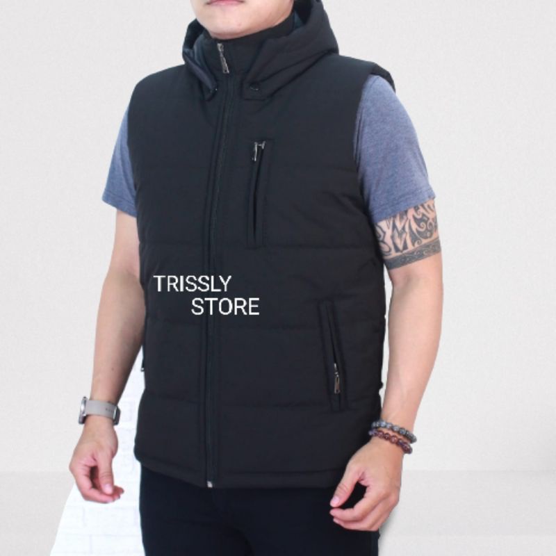 Jaket Rompi Pria Hoodie Vest Tebal keren Anti Angin Rompi Motor Vest jumbo