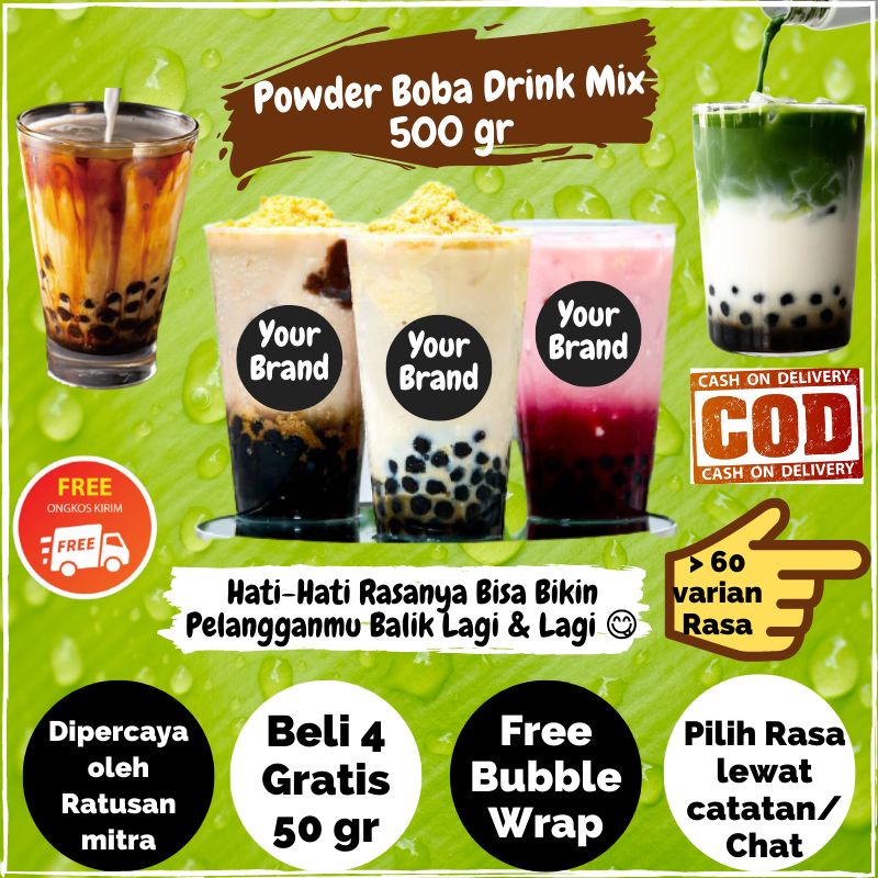 

Bubuk Minuman Rasa Es Boba Drink Premium Kekinian 500gr