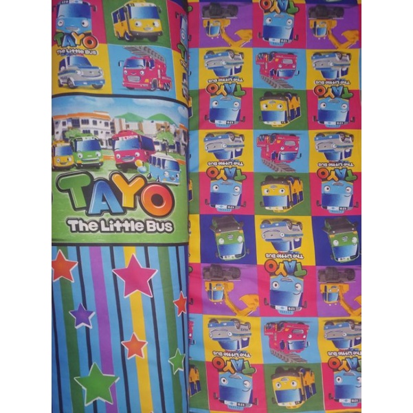 kain sprei motif tayo karakter anak cewe cowok mobil lucu