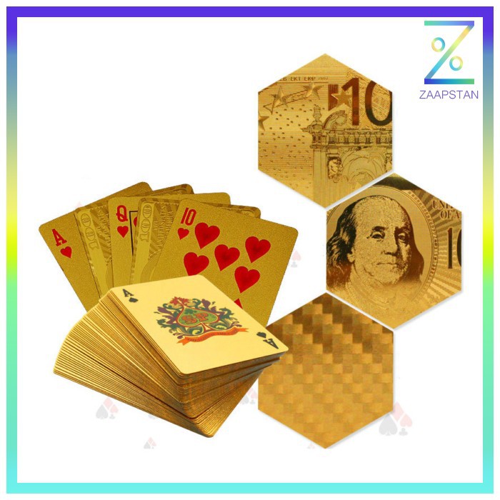 Kartu Remi Poker Lapisan Gold Foil Motif Dollar - THKK9273A - Golden