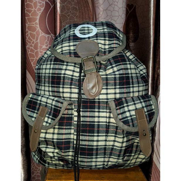 Tas Ransel Preloved Tas Ransel Serut Preloved Tas Ransel Tartan Preloved Tas Ransel Serut Kanvas Pre