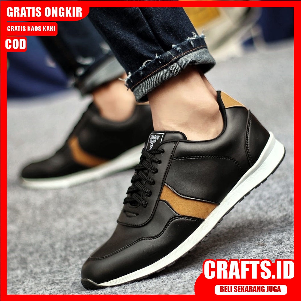 CRAFTS X VARGAS Sepatu Sneaker Pria Sepatu Pria Casual Sepatu Sneakers Cowok/Cowo Kulit Pu Sepatu Kasual Kerja Kuliah Kondangan Gaya Santai Kekinian Terbaru Murah Terlaris