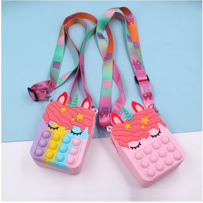 1 Harga Tas Anak Unicorn Pop It Free Lampu LED JX 777b - Tas Silicon - Tas Jelly - Tas Silicon Ramah Anak, Tas Jelly Rubber