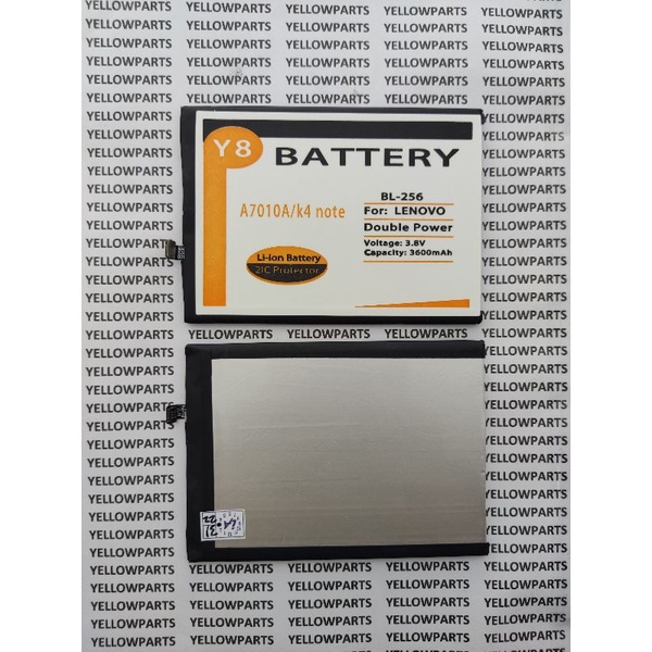 BAT BATTERY BATERAI BATRE LENOVO A7010 K4 NOTE BL-256 Y8 DOUBLE POWER