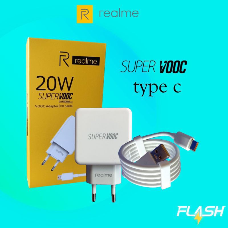 Travel Charger Realme Super Vooc 20 Watt Original 100% Type C