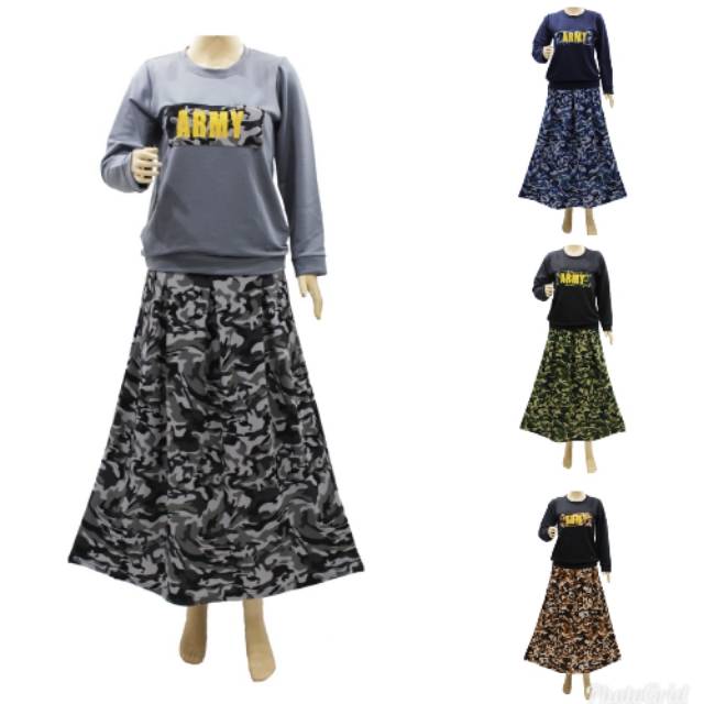 FIDELIS Setelan ARMY / ATASAN dan ROK PANJANG