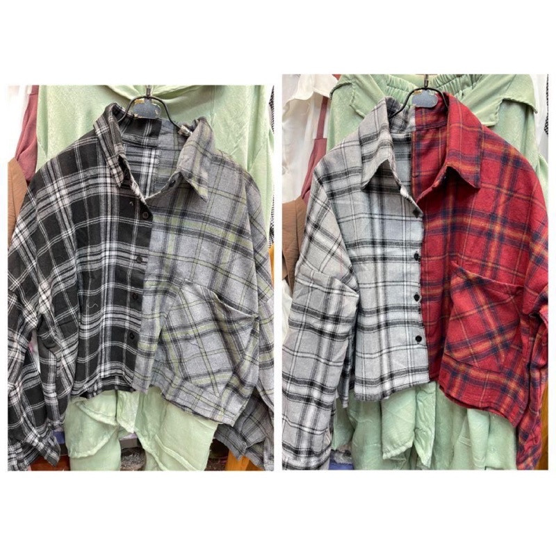 GECROP TOP FLANEL COMBINE